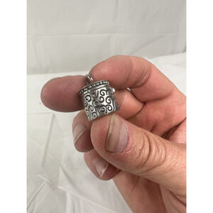 Ganz VTG Ornate Round Hinged Prayer Box Keepsake Charm Pendant